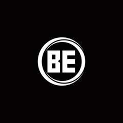 BE logo initial letter monogram with circle slice rounded design template