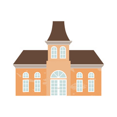 Big house, suburban cozy home. Beautiful two-storey cottage for property, real estate banner concepts. Vector isolated building.