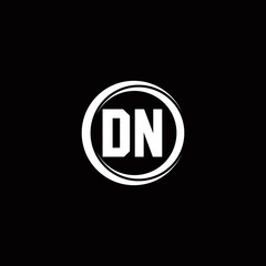 DN logo initial letter monogram with circle slice rounded design template
