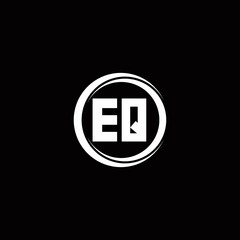 EQ logo initial letter monogram with circle slice rounded design template