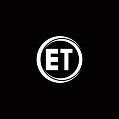 ET logo initial letter monogram with circle slice rounded design template
