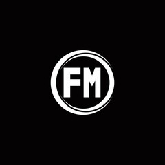 FM logo initial letter monogram with circle slice rounded design template