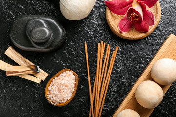 Beautiful spa composition on dark background