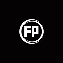 FP logo initial letter monogram with circle slice rounded design template
