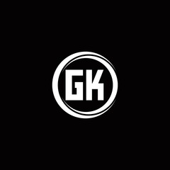GK logo initial letter monogram with circle slice rounded design template