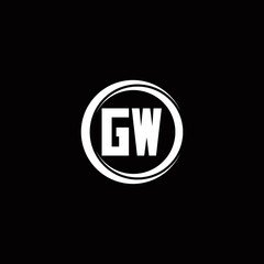 GW logo initial letter monogram with circle slice rounded design template
