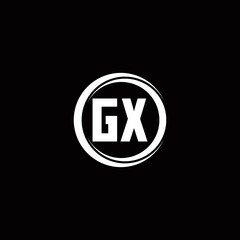 GX logo initial letter monogram with circle slice rounded design template