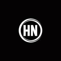 HN logo initial letter monogram with circle slice rounded design template