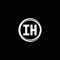 IH logo initial letter monogram with circle slice rounded design template