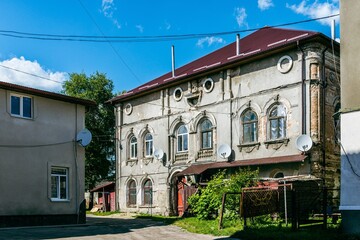 Busk, Ukraine - June, 2021: The Great Synagogue in Busk is an Ashkenazi synagogue built in the second half of the 19th century. 