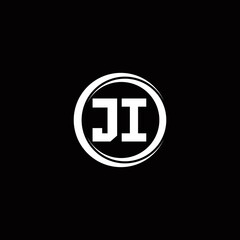 Fototapeta premium JI logo initial letter monogram with circle slice rounded design template