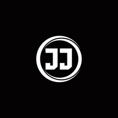 JJ logo initial letter monogram with circle slice rounded design template