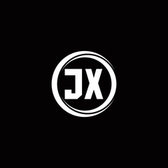 JX logo initial letter monogram with circle slice rounded design template