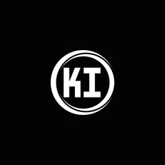 KI logo initial letter monogram with circle slice rounded design template