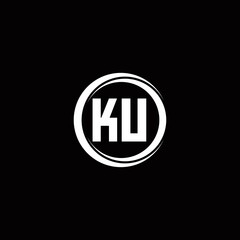 KU logo initial letter monogram with circle slice rounded design template
