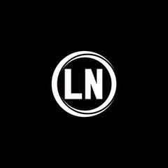 LN logo initial letter monogram with circle slice rounded design template