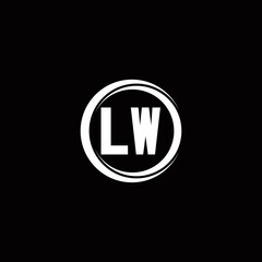 LW logo initial letter monogram with circle slice rounded design template