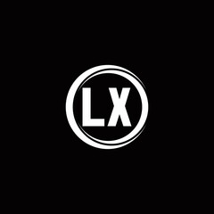 LX logo initial letter monogram with circle slice rounded design template