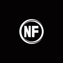 NF logo initial letter monogram with circle slice rounded design template