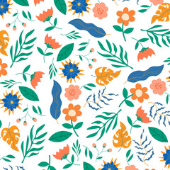 Abstract hand draw floral pattern background. Vector.