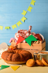 Traditional food for Festa Junina (June Festival) on table