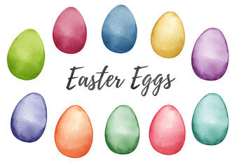 Watercolor Easter eggs, Colorful decor eggs illlustration