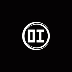 OI logo initial letter monogram with circle slice rounded design template
