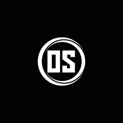 OS logo initial letter monogram with circle slice rounded design template