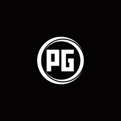 PG logo initial letter monogram with circle slice rounded design template
