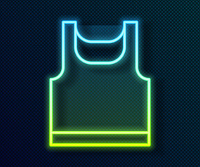 Glowing neon line Sleeveless sport t-shirt icon isolated on black background. Vector