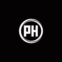 PH logo initial letter monogram with circle slice rounded design template