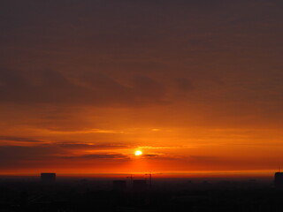 A majestic red sunrise in Utrecht