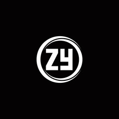 ZY logo initial letter monogram with circle slice rounded design template