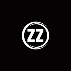 ZZ logo initial letter monogram with circle slice rounded design template