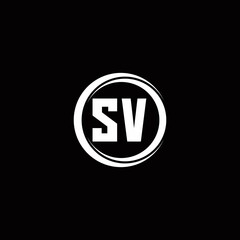 SV logo initial letter monogram with circle slice rounded design template