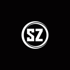 SZ logo initial letter monogram with circle slice rounded design template