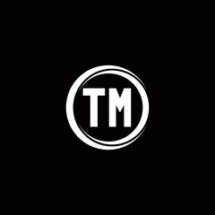 TM logo initial letter monogram with circle slice rounded design template