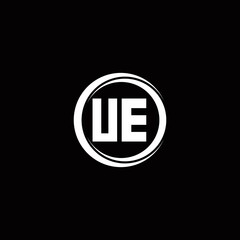 UE logo initial letter monogram with circle slice rounded design template