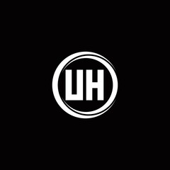 UH logo initial letter monogram with circle slice rounded design template