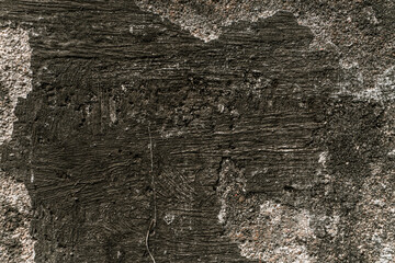 Biało szare tło zniszczonej ściany, popękana brudna tekstrura.