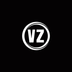 VZ logo initial letter monogram with circle slice rounded design template