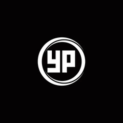 YP logo initial letter monogram with circle slice rounded design template