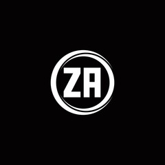 ZA logo initial letter monogram with circle slice rounded design template