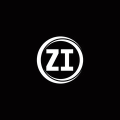 ZI logo initial letter monogram with circle slice rounded design template