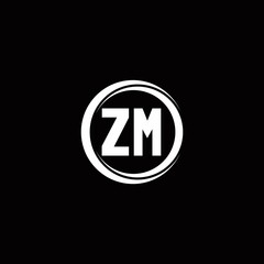 ZM logo initial letter monogram with circle slice rounded design template