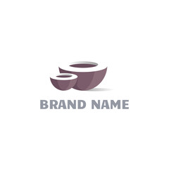 two halves of a brown coconut with a white filling. logo for a cosmetic brand