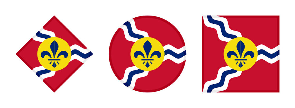 saint louis flag icon set. isolated on white background	