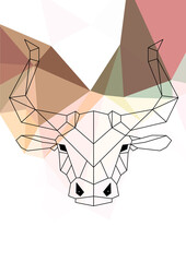 BULL HEAD LOW POLY BACKGROUND ANIMALS WILD NATURE