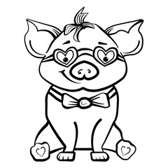 Happy Pig Valentines day illustration. Vector clip art