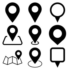 snvi38 SetNewVectorIllustration snvi - 9 location icon . map pin . pointer sign . map markers . social network - vector set . simple flat - transparent . AI10 / EPS10 . g10610